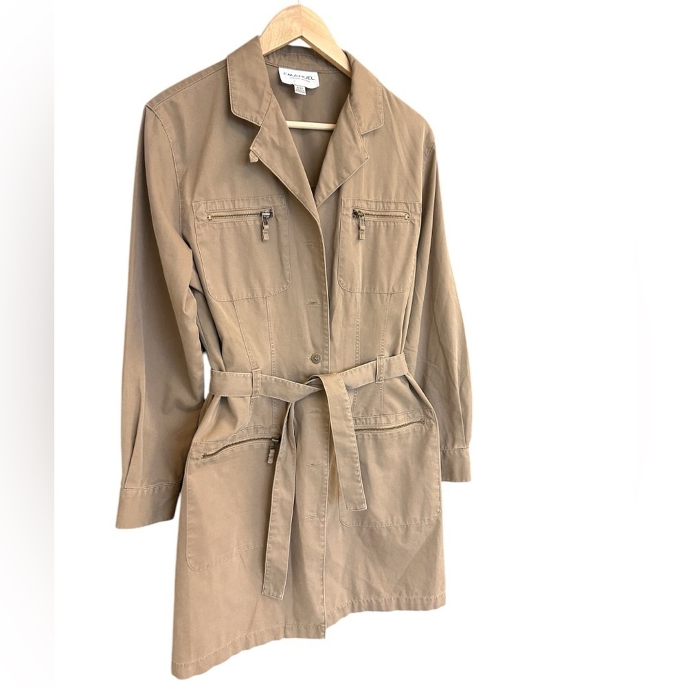 Emanuel Ungaro size 8 mint condition Tan Utility/trench Jacket with Belted Waist